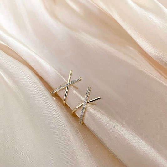 韩版交叉钻石耳钉